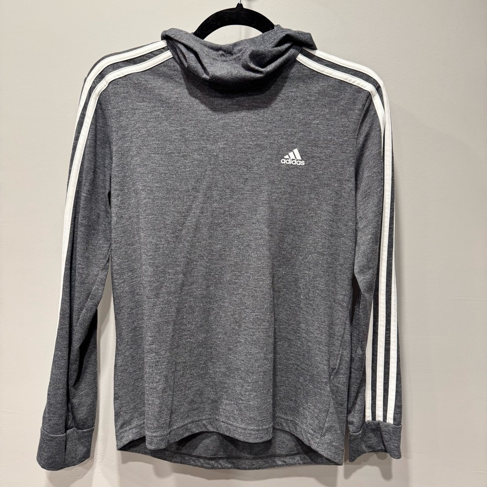 ADIDAS Climalite Charcoal and White Accent Lightweight Hoodie - Size M